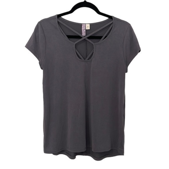 Alya Tops - Alya Short Sleeve Front Strap‎ T-shirt Women’s Gray Size Medium